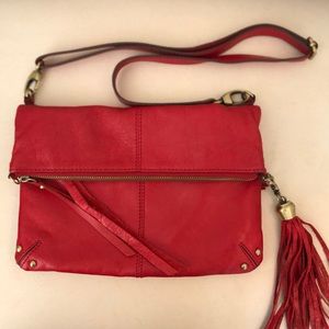 Red leather crossbody/over the shoulder purse